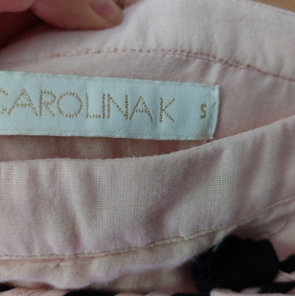Carolina K cotton boho maxi skirt. Pastel pink+black. Small S - Picture 3 of 8